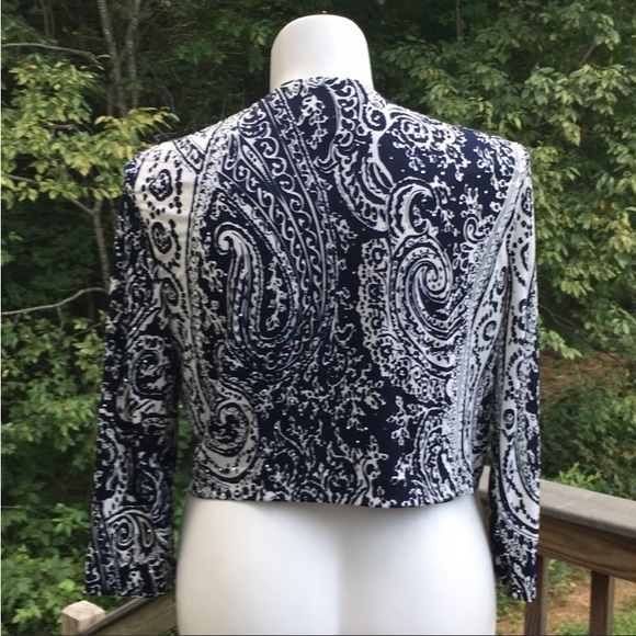 Jessica Howard unlined black and white sparkle paisley jacket size 12 - Picture 5 of 7